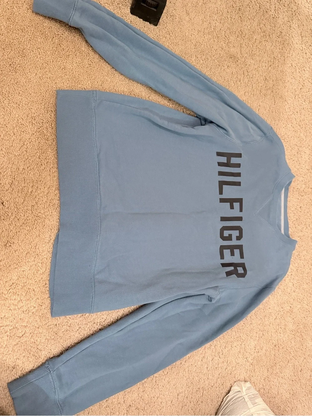 Tommy Hilfiger Men's Dusty Blue Fleece-Lined Crewneck Sweater